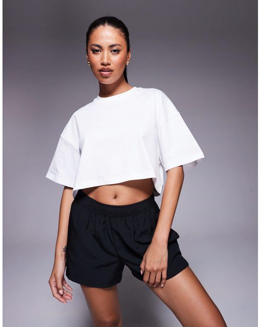 Icon - t-shirt crop top en coton épais à séchage rapide avec imprimé au dos 4505 en coloris Gray