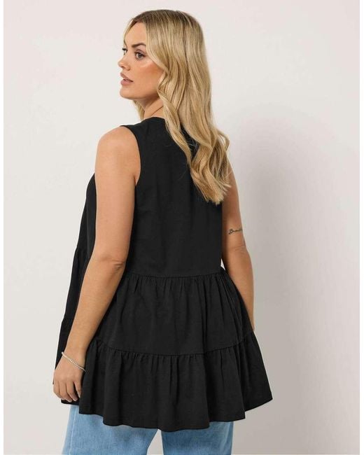 Yours Clothing Black Tiered Vest Top