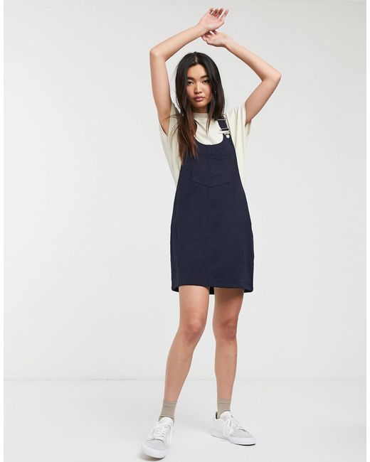 navy blue dungaree dress