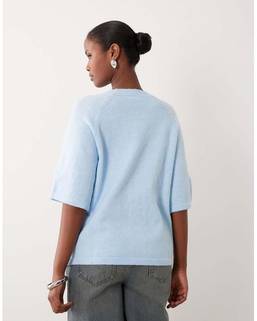 Vila White Short Sleeve Boxy Soft Knitted T-shirt