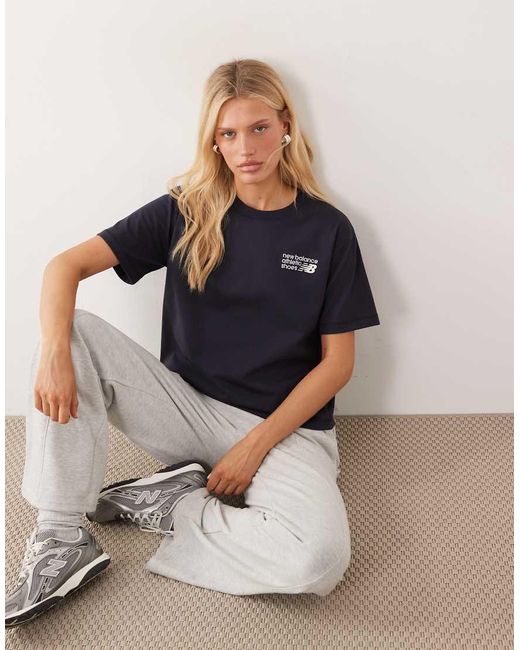 New Balance Blue Athletics Premium Logo Hip Length Relaxed T-Shirt