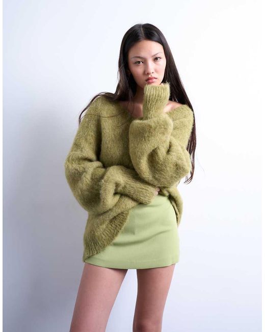TOPSHOP Green Twill Clean Skort