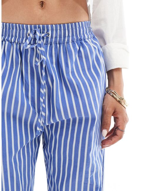 Pantalon à enfiler en popeline à rayures - moyen River Island en coloris Blue