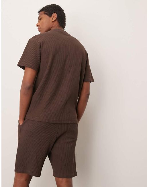 SELECTED Oversized T-Shirt Met Wafelstructuur in het Brown voor heren