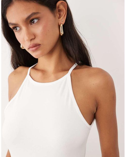Mango White Cotton Rich Halterneck Top