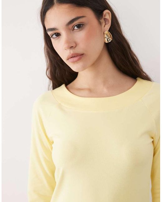 ASOS Natural Boat Neck 3/4 Sleeve Top