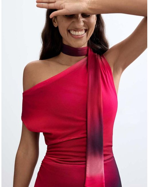 Desigual Red Asymmetric Draped Dress