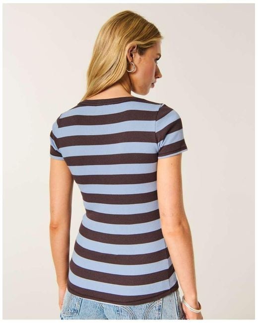 Hollister Blue Short-Sleeve Icon Henley