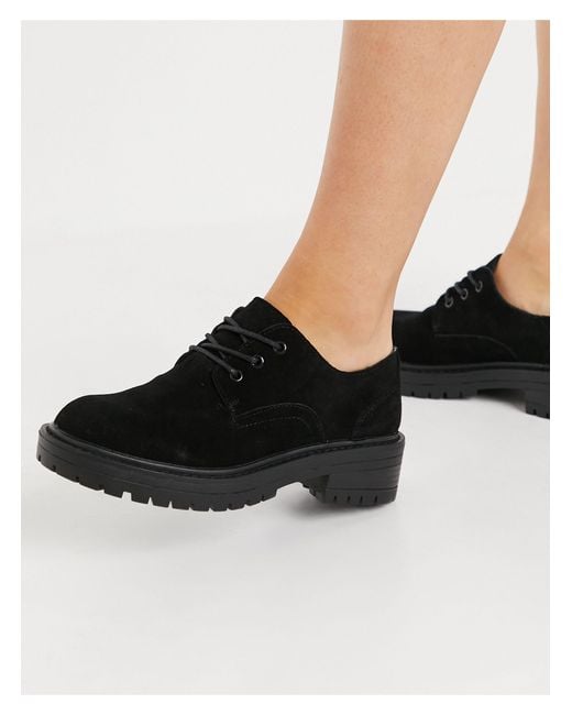 TOPSHOP Suede Lace Up Shoes in Black | Lyst UK