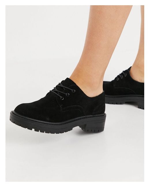 TOPSHOP Suede Lace Up Shoes in Black | Lyst Canada