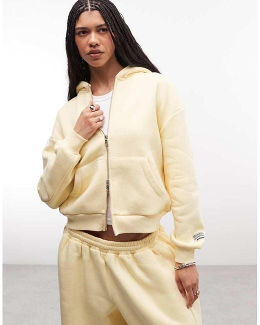 Collusion Natural Boxy Zip Up Hoodie