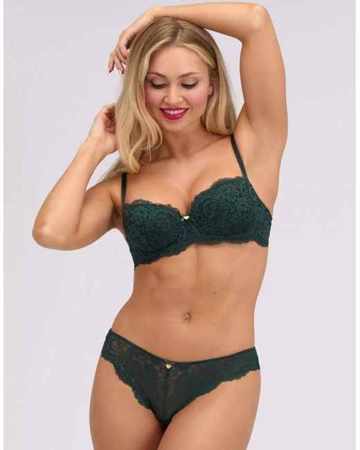 Boux Avenue Green Emma Lace Brazilian Knickers Full Lace Back Underwear