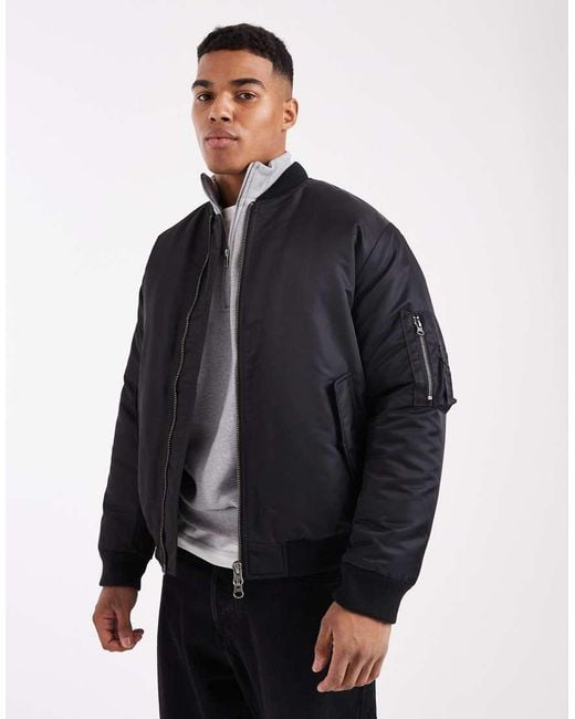 Chaqueta Bomber Negra Con Bolsillo Ma1 De ASOS de hombre de color Blue