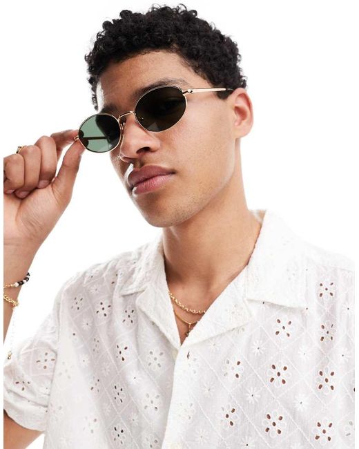 Occhiali Da Sole Ovali Con Montatura di Pull&Bear in White da Uomo