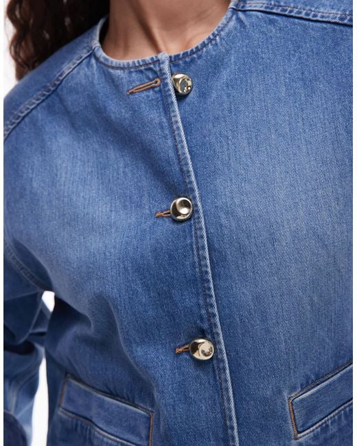 & Other Stories Blue Denim Jacket With Sculptured Sleeves