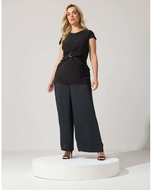 Yours Clothing Black Twist Front Top