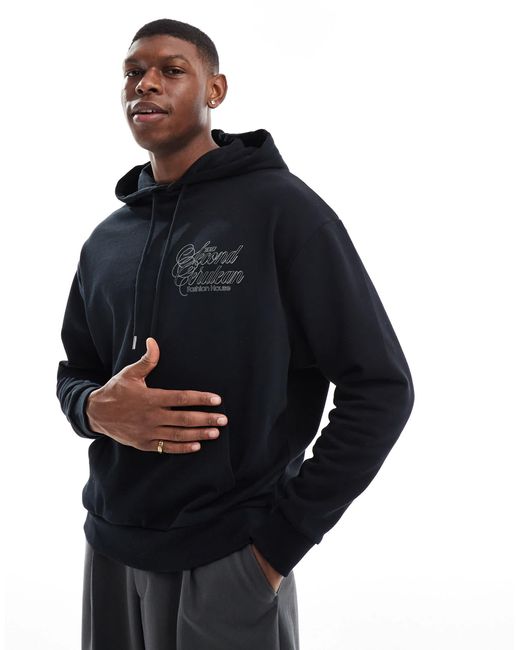 ASOS Black Oversized Hoodie With Print for men