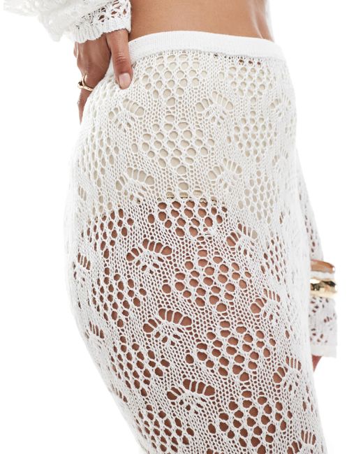 Miss Selfridge White – strand-maxirock aus häkelstrick