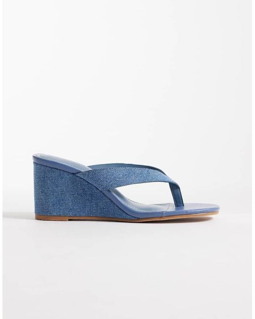 SIMMI Blue Simmi London Jules Toe Thong Wedge Sandals