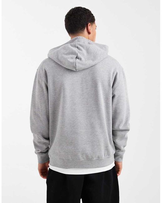 ASOS Gray Relaxed Hoodie With Text Print for men