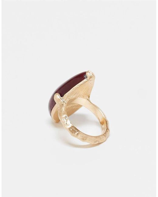 ASOS Ring Met Halfedelsteen in het Red