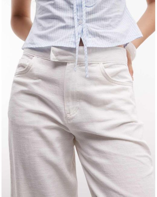 Collusion White Wide Leg Linen Trouser