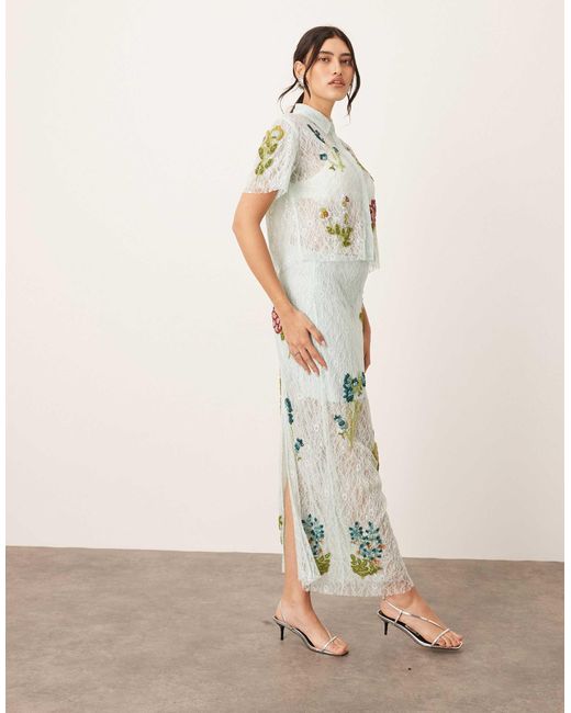 Jupe d'ensemble mi-longue en dentelle avec motifs floraux - clair ARRANGE en coloris Natural