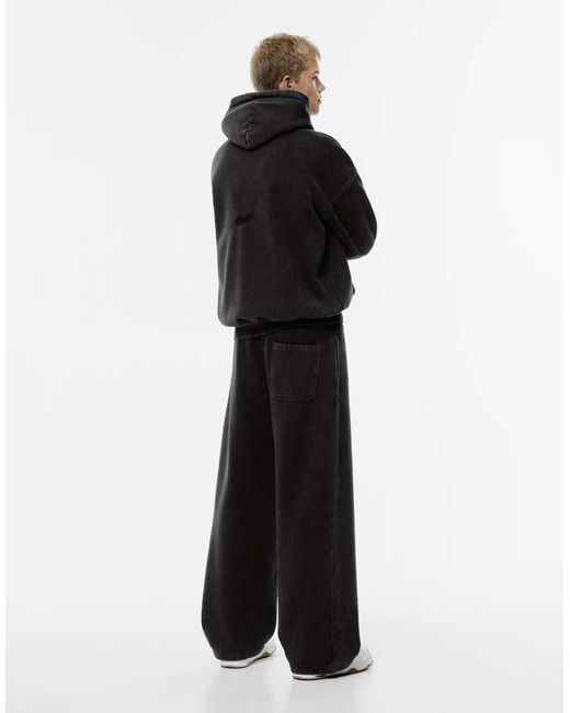 Pull&Bear Black Skater Tracksuit Bottoms for men