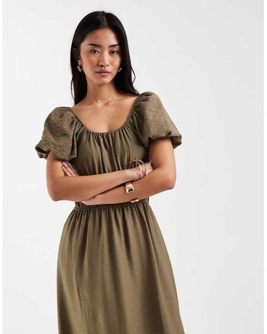 New Look Natural Milkmaid Midi Dress
