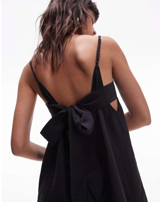 TOPSHOP Black Tie Back Playsuit