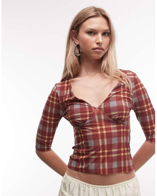 Reclaimed Vintage Red 3/4 Sleeve Top