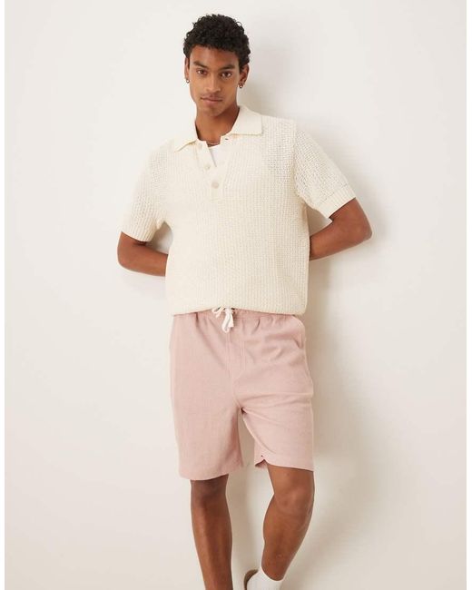 ASOS Natural Oversized Waffle Textured Short for men
