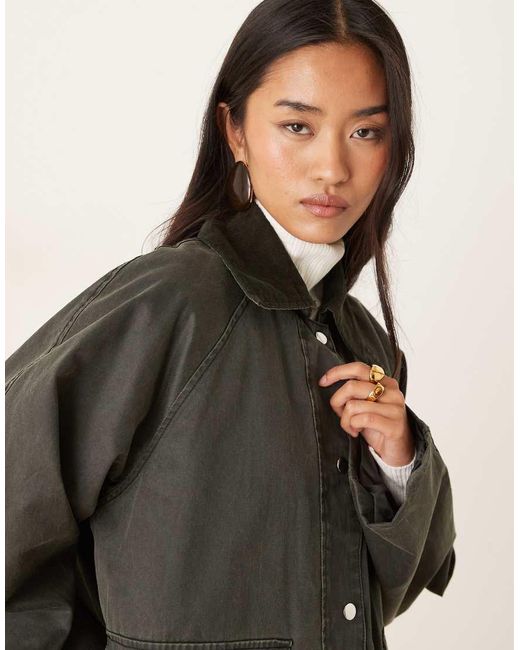 Gina Tricot Gray Quilted Oversize Corduroy Jacket