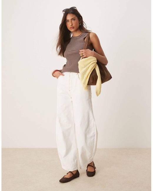 SELECTED Brown Femme – geripptes trägertop