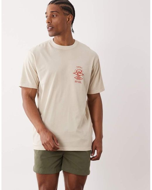 Rip Curl Natural Rip Curl Search Icon Print T-shirt for men