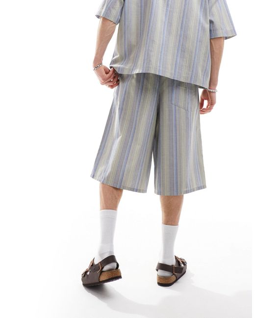 Collusion Gray Beach Longline baggy Linen Shorts for men