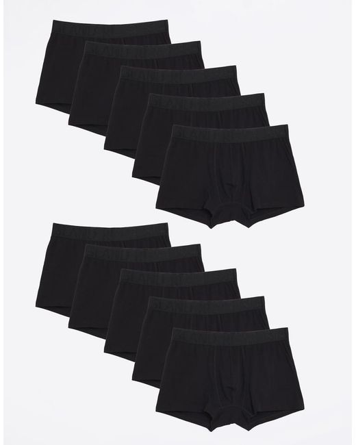 River Island Black 10 Pack Ri Jacquard Waistband Trunks for men