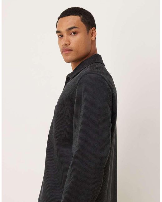 ARKET Black Cord Zip Up Jacket With Front Pocket for men