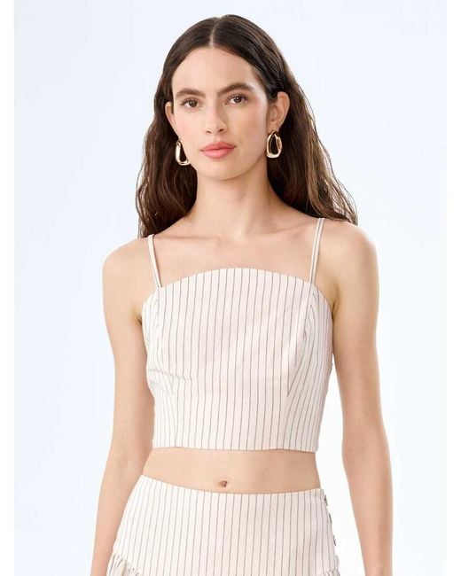 OMNES White Tops Trisha Linen Cami Top With Pinstripe