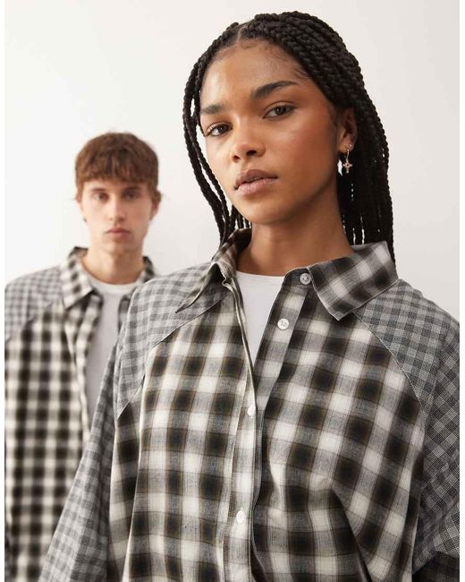 Collusion Gray Spliced Oversized Shirt