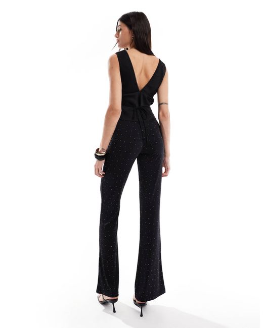 ONLY Black Rhinestone Flare Trousers