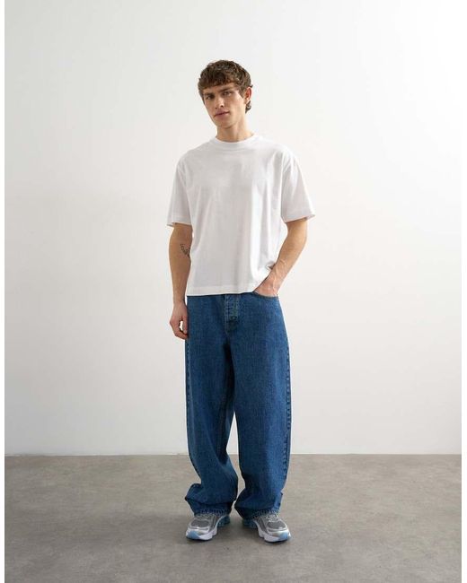 Topman Ruimvallend Cropped T-Shirt in het White voor heren