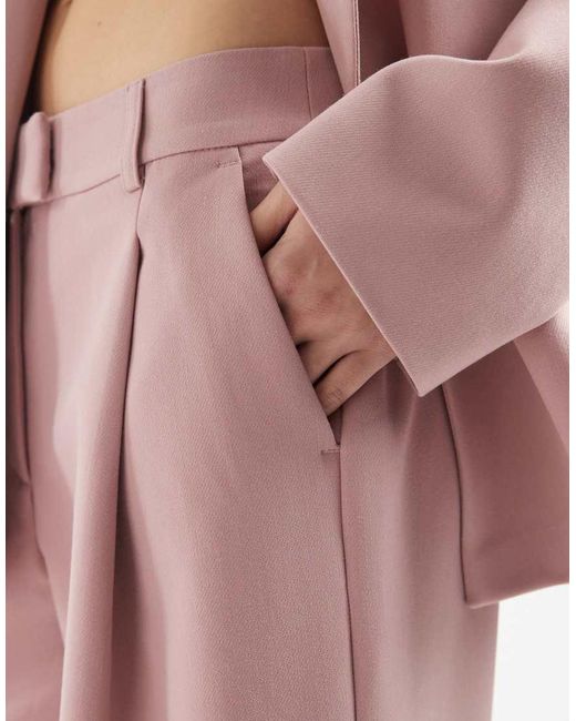 ASOS Pink Tailored Wide Leg Slouchy Trouser