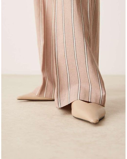 ASOS Ruimvallende Broek Met Linnenlook En Rechte Pijpen in het Natural