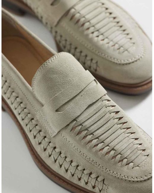 ASOS White Woven Penny Loafer for men