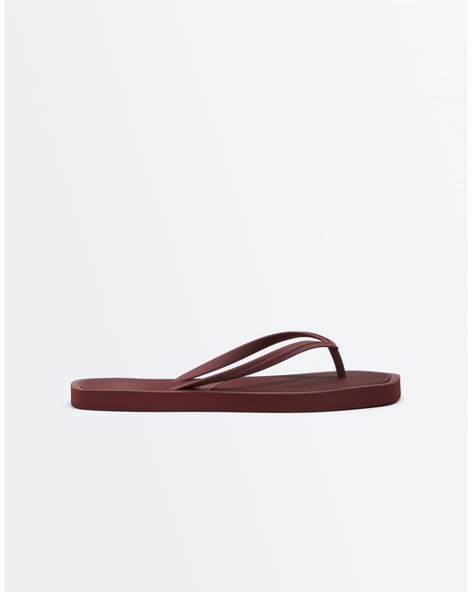 Oysho Brown Embossed Beach Sandals