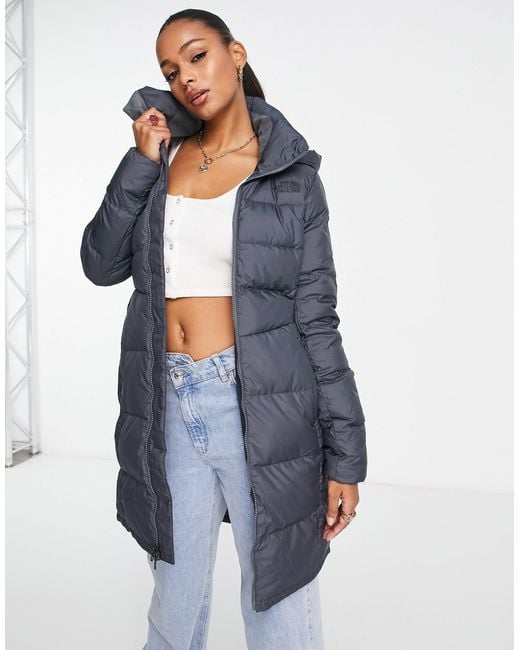 The North Face Metropolis Hooded Down Parka Coat in Blue | Lyst Canada