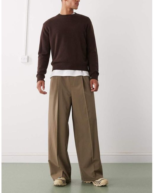 Pantalones De Sastre Marrones Extragrandes Con Cinturilla Elástica De Weekday de hombre de color Brown