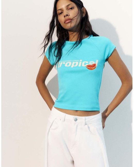 Pull&Bear White Fruit Graphic T-shirt
