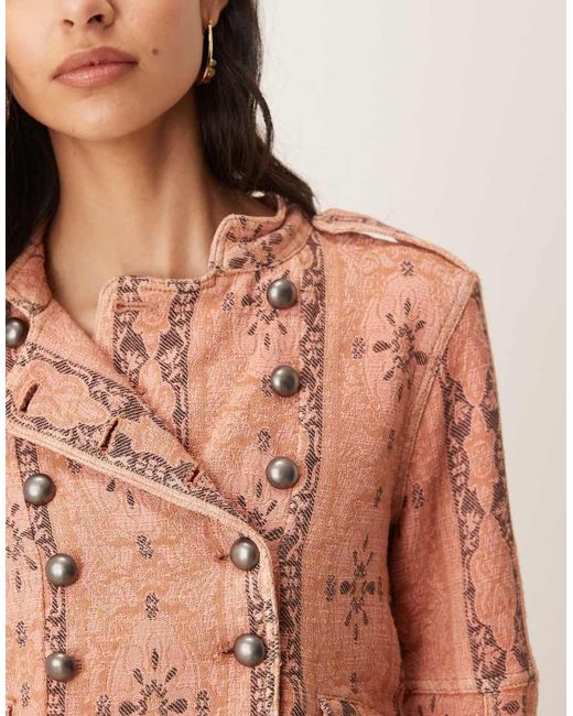 Free People Red Lotty Jacquard Jacket